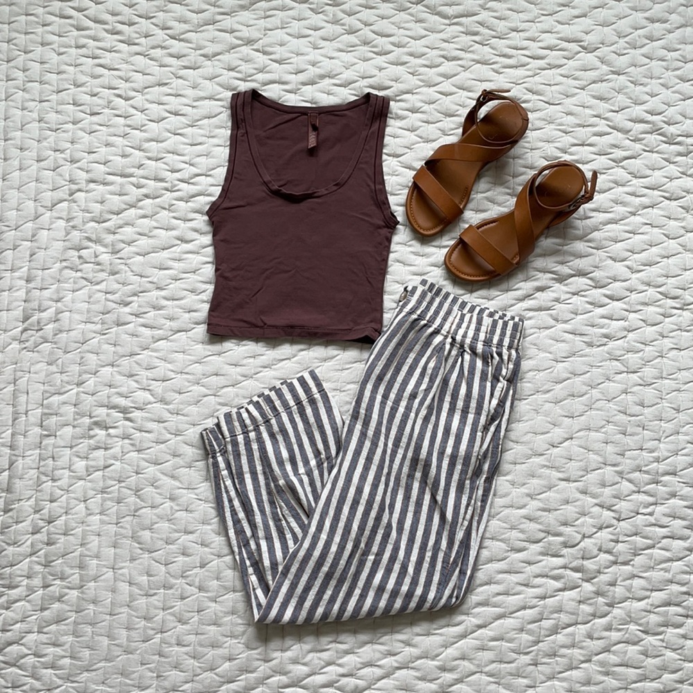 Madewell stripe linen blended trouser